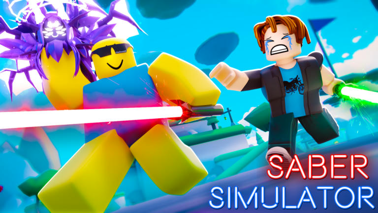 [🐰] Saber Simulator Simulator Roblox game cover art by HD Games.