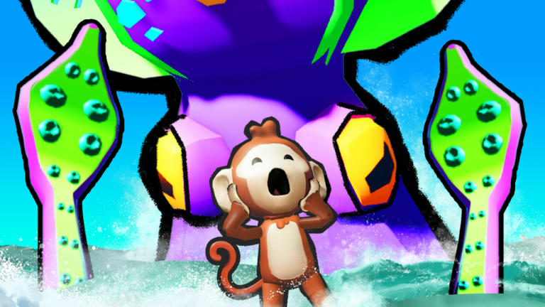 🏝️ monkey raft 🏝️ Survival Roblox game cover art by Fullflower Studio