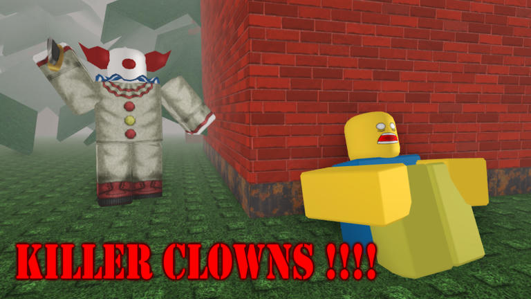 KILLER CLOWNS FROM 2016 Survival Roblox game cover art by Fr0ggity