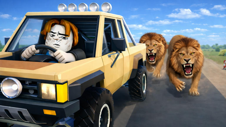 a long safari trip Survival Roblox game cover art by V0X3L