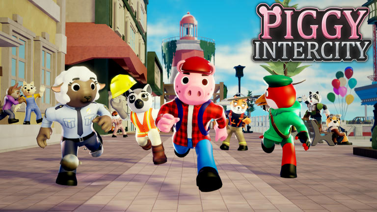 Piggy: Intercity [TREETOPS + DAILY QUESTS] RPG Roblox game cover art by Piggy: Intercity