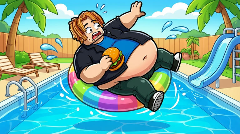 [W3] Get Fat to Splash💦 Casual Roblox game cover art by Hit Everything Gaming