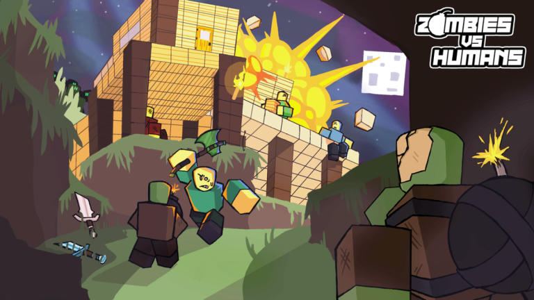 Zombies vs Humans Fighting Roblox game cover art by Dejavu Studios